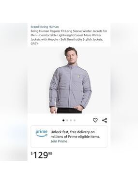 NWT Being Human Men's Gray Puffer Jacket, Size 2XL, Small Fit, Check Size Chart